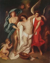 O corpo de Cristo carregado pelos anjos